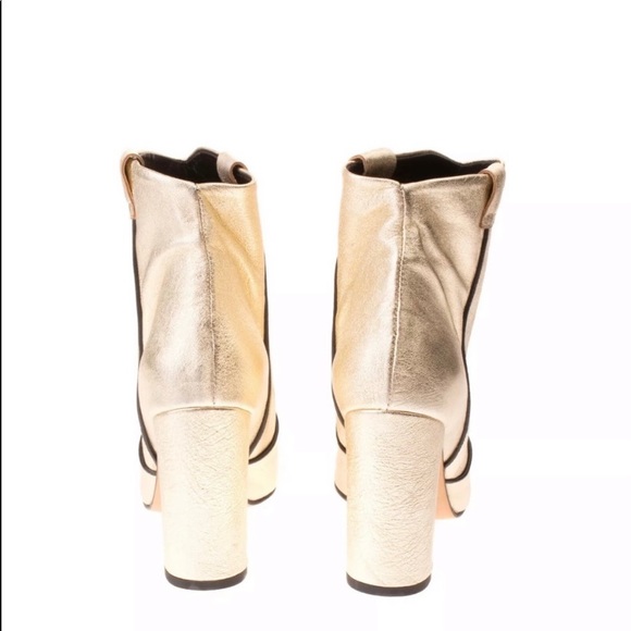 Metallic Gold Italian Leather Ankle Boots - Picture 4 of 8